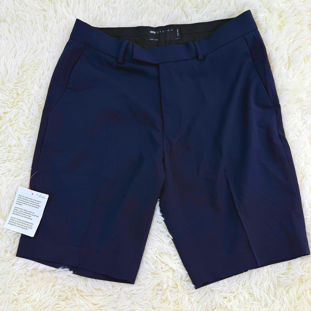 ASOS Design Mens Navy Tailored Chino Shorts Career Casual Dressy Size 32 NWT New